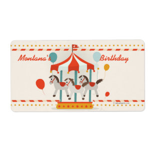 Paardencarrousel Mailing Sticker voor Waterflessen