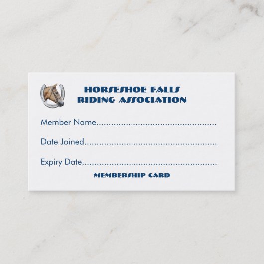 Paardenclub of groepslidmaatschap visitekaartje (Voorkant)