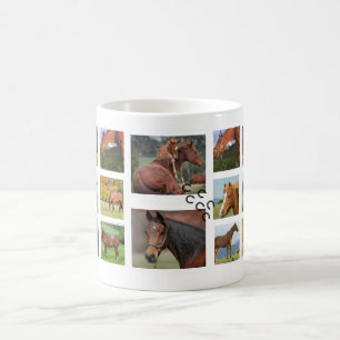 Paardencollage foto-Mok (rond) Koffiemok