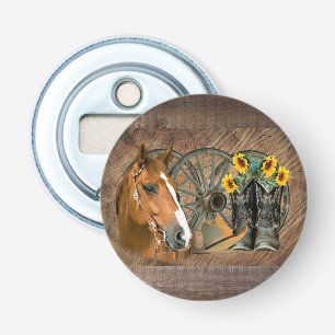 Paardencowboy Boots Wagon Wiel Zonnebloemen Wester Button Flesopener