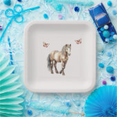 Paardencrème Vlinders Verjaardag Papieren Bordje (Feest)