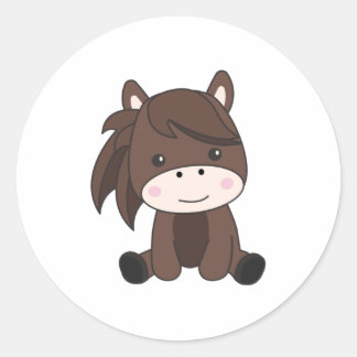 Paardencute Pony paardenrenner voor kinderen Ronde Sticker