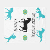 Paardendededeken met een persoonlijke naam. fleece deken (Voorkant (Horizontaal))