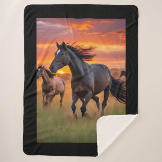 Paardendeken - Wilde paarden Sherpa Deken
