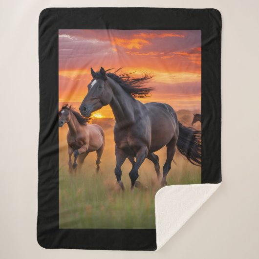 Paardendeken - Wilde paarden Sherpa Deken (Voorkant)