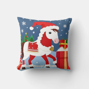 Paardendekken voor Kerstmis Winter Huis Stijl Kussen