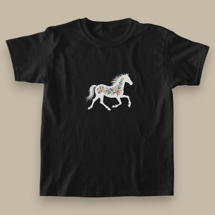 Paardendesign met wilde bloemen en country western t-shirt