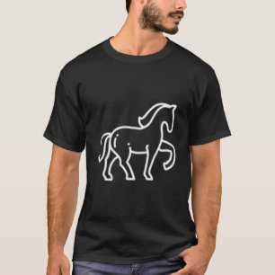 Paardendierbadge Patch Line Art Icon Outline Gif T-shirt