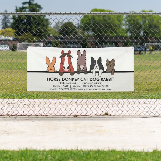 Paardendieren Kat Dog konijn Spandoek (Insitu)