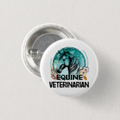 Paardendierenarts, Line Art  Paardenbloem Ronde Button 3,2 Cm (Voorkant /achterkant)