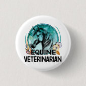 Paardendierenarts, Line Art  Paardenbloem Ronde Button 3,2 Cm (Voorkant)