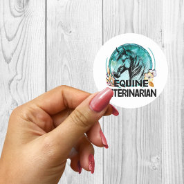Paardendierenarts, Line Art  Paardenbloem Vierkante Sticker