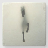Paardendoorbraak door mist doek druk acryl per r stenen onderzetter (Voorkant)