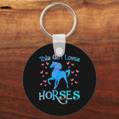 Paardeneigenaar van het meisje houdt van paardensp sleutelhanger (Voorkant)