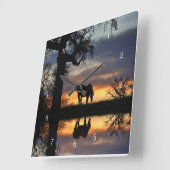 Paardeneikenboom en reflectie bij varkens vierkante klok (Hoek)