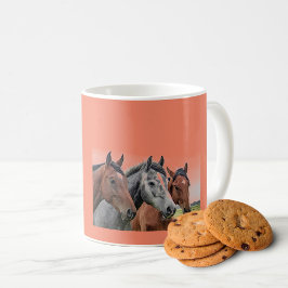 Paardenelegantie: Trio Paardenhoofden Keramiek Koffiemok