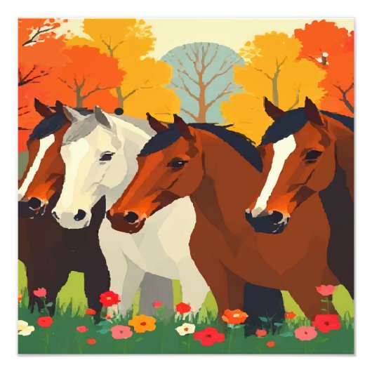 PAARDENFAMILIE. FOTO AFDRUK (Voorkant)