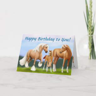 Paardenfamilie Happy Birthday Kaart
