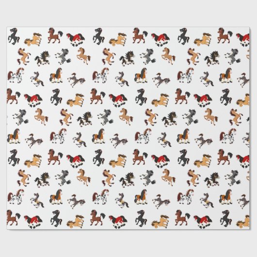 paardenfeest cadeaupapier (Vlak)