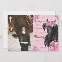 Paardenfeest Cowgirl roze Floral Birthday