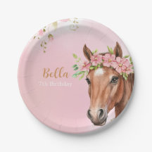 Paardenfeest Cowgirl roze Floral Birthday