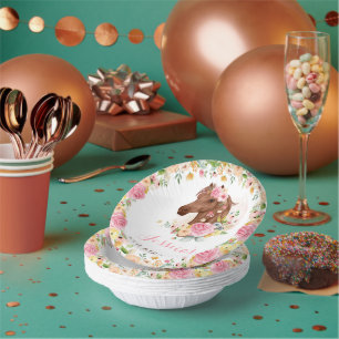 Paardenfeest Cowgirl roze Floral Birthday Papieren Kommen