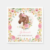 Paardenfeest Cowgirl roze Floral Birthday Servet (Voorkant)