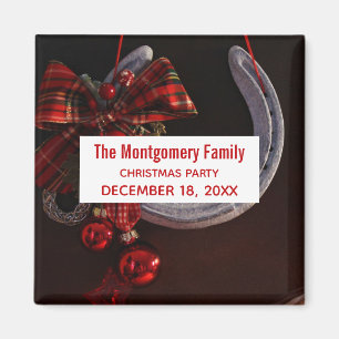 Paardenfeest met kersthangen Hoefijzer Magneet