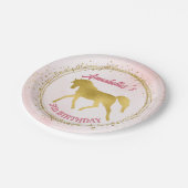 Paardenfeest met roze en gouden cowgirl papieren bordje (Gekanteld)