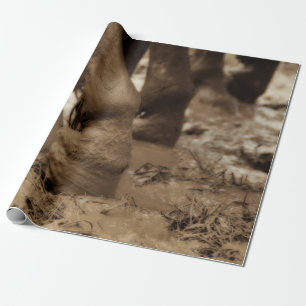 Paardenfeet Westerne Vintage Sepia Brown Rustic Cadeaupapier