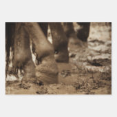 Paardenfeet Westerne Vintage Sepia Brown Rustic Inpakpapier Vel (Voorkant)