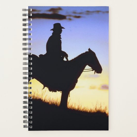 Paardenfoto Equine Western Cowboy Sunset Silhouett Planner (Voorkant)