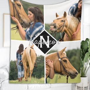 Paardenfoto Monogram paardenpaard Fleece Deken