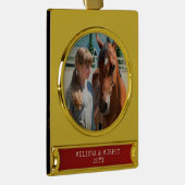 Paardenfoto Persoonlijk Metallic Verguld Banner Ornament (Rechts)