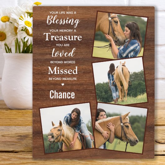 Paardenfoto Rustic Wood Keepslag Memorial Fotoplaat