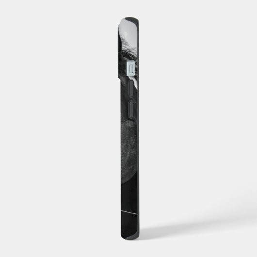 Paardenfoto zwart-wit iPhone 15 case (Linkerkant)