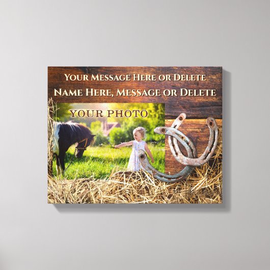 Paardenfotocanvas, met uw foto en bericht canvas afdruk (Voorkant)