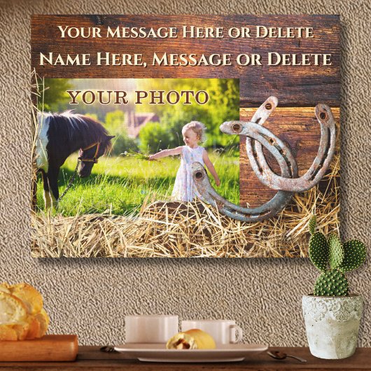 Paardenfotocanvas, met uw foto en bericht canvas afdruk