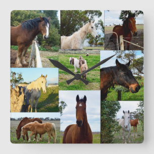 Paardenfotocollage, Vierkante Klok