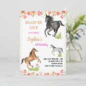 Paardengalop over verjaardagsfeestje voor meisjes kaart (Staand voorkant)