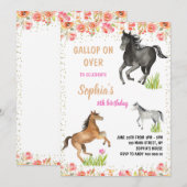 Paardengalop over verjaardagsfeestje voor meisjes kaart (Voorkant / Achterkant)