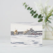 Paardengaloping in sneeuw briefkaart (Staand voorkant)