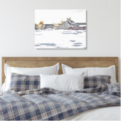 Paardengaloping in sneeuw canvas afdruk (Insitu (Slaapkamer))