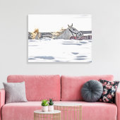 Paardengaloping in sneeuw canvas afdruk (Insitu (Woonkamer))