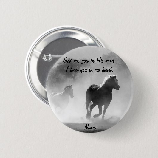 Paardengaloping uit de vuist ronde button 5,7 cm (Voorkant /achterkant)