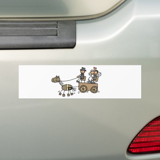 Paardengetrokken huwelijk bumpersticker (Op auto)