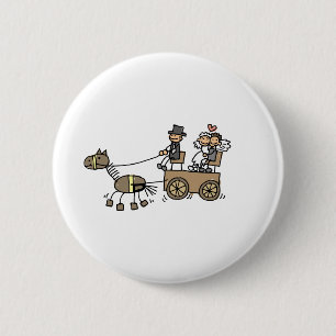 Paardengetrokken huwelijk ronde button 5,7 cm
