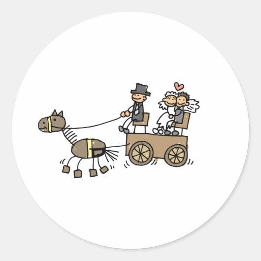 Paardengetrokken huwelijk ronde sticker (Voorkant)