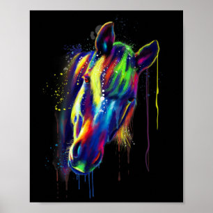 Paardengezicht Hand getrokken Water Kleur Splash A Poster
