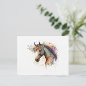Paardengezicht met bloemenkrans briefkaart (Staand voorkant)